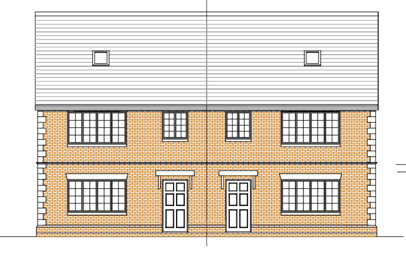 Lot: 35 - LAND WITH PLANNING FOR THIRTEEN HOUSES AND THREE BUNGALOWS - Plots 12 & 13 - Proposed Front Elevation